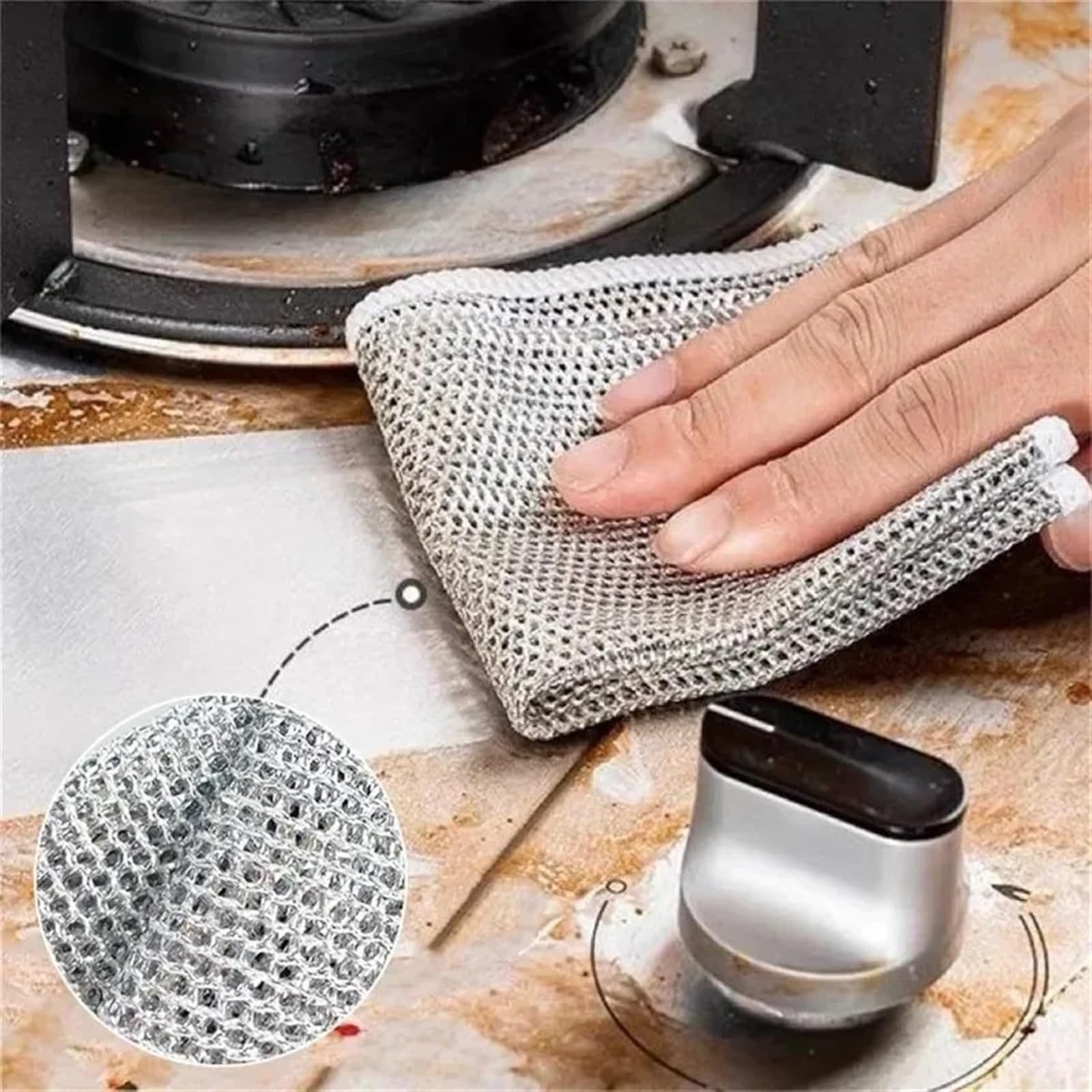 Balleta Paño de Cocina mágico, paños Limpieza Alambre Plateado, paño Lavado Platos, Toallas Gruesas Doble Cara, Trapos Acero, 20/1 Uds(20PCS,Double Layer)