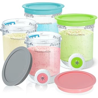 Set of 4 Pint Containers for Ninja Creami Scoop & Swirl Ice Cream