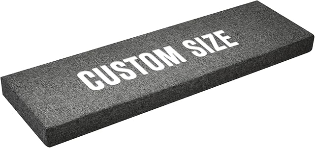 Azincoer Custom Size Bench Cushion, Bay Window Seat Cushion, Thick Upholstery Foam Long Chair Cushion Sofa Pads Outdoor/Indoor Patio Furniture (Color : Dark gray, Size : Custom Size)