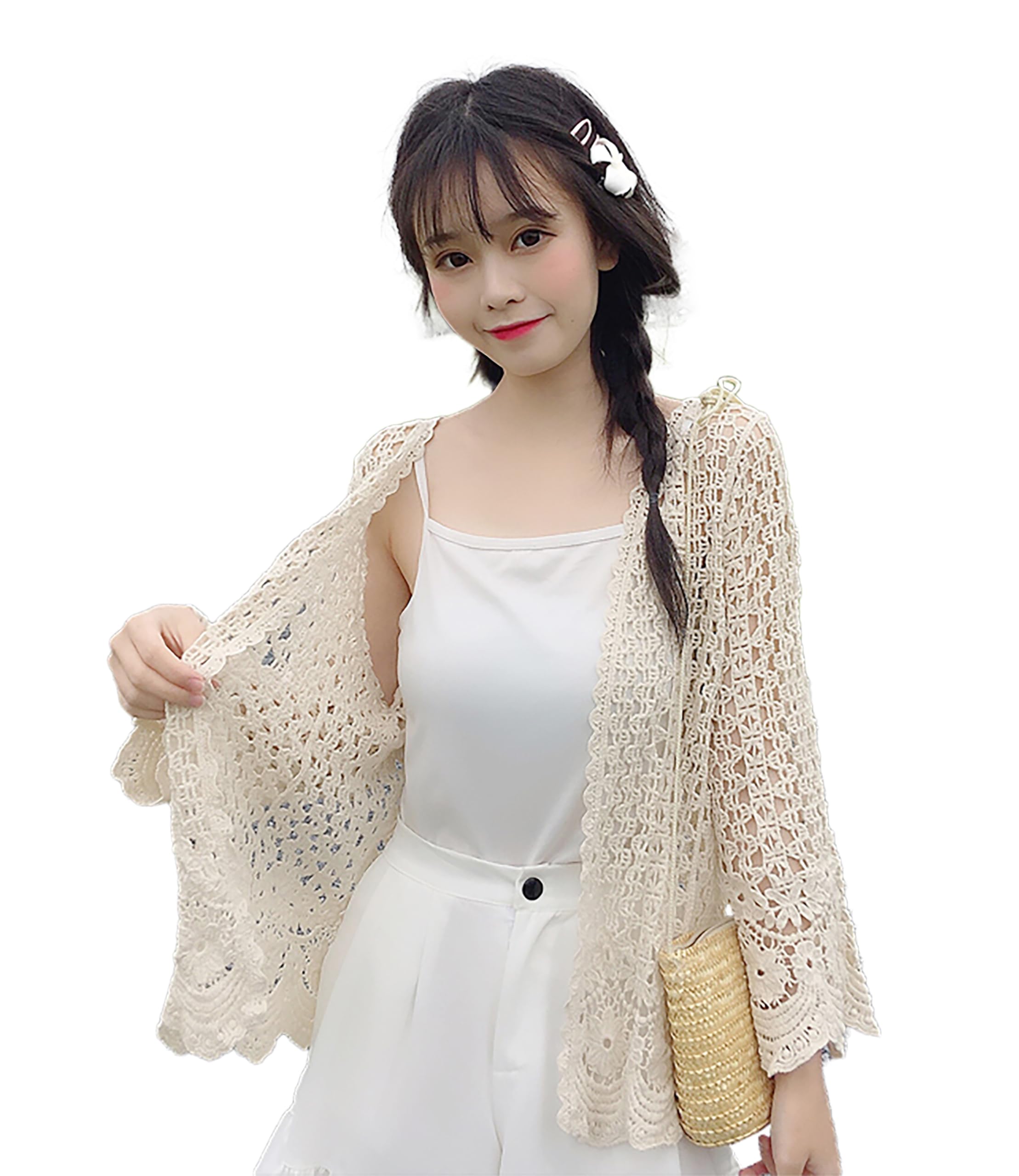 icw Women Boho Crochet Cardigan Hollow Out Long-Sleeve Front-Open Shrug Jacket Dn958-picture-46