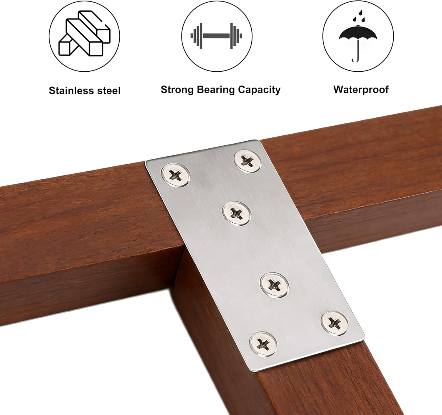 Stainless Steel Flat Bracket Mending Plate, 40 Pack Heavy Duty Metal Mending Joining Plates for Wood, Shelves, Furniture, Cabinet, 3.15x1.57x0.08 Inches