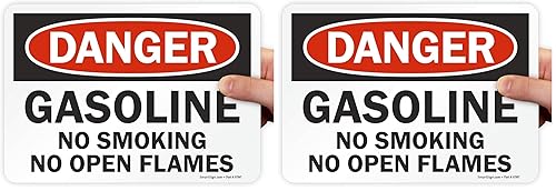 Vista 19 de SmartSign - U9-1240-ND_7x10 "Danger - Gasolina, No Smoking No Open Flames" Etiqueta Vinilo laminado de 7" x 10" Negro/Rojo sobre Blanco