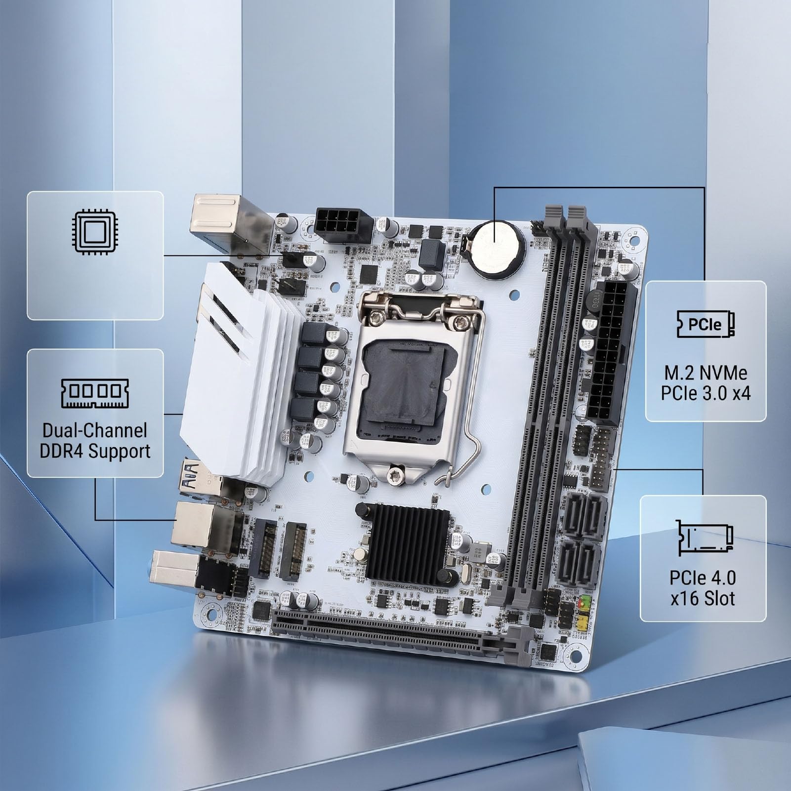 Cuifati Scheda Madre H510 ITX per LGA1200, DDR4 a Doppio Canale da 64 GB, M.2 NVMe PCIe 3.0 X4, con Porte VGA per PC Desktop