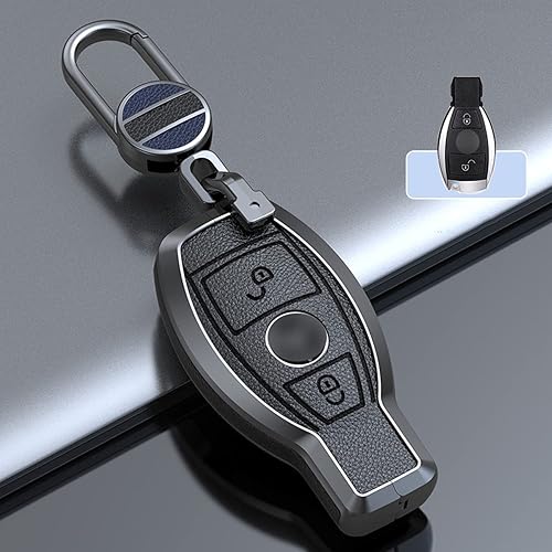 Miniatura 2 de SANRILY Funda para llavero de 2 botones sin llave para Mercedes Benz Clase G W463 GLK A B S M AMG Class Metal Key Case con llavero