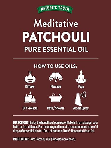 Miniatura 2 de Nature's Truth Aceite esencial de pachulí, 0.5 onzas líquidas, para aromaterapia, difusor y masaje, a base de plantas puras, sin OMG y sin gluten