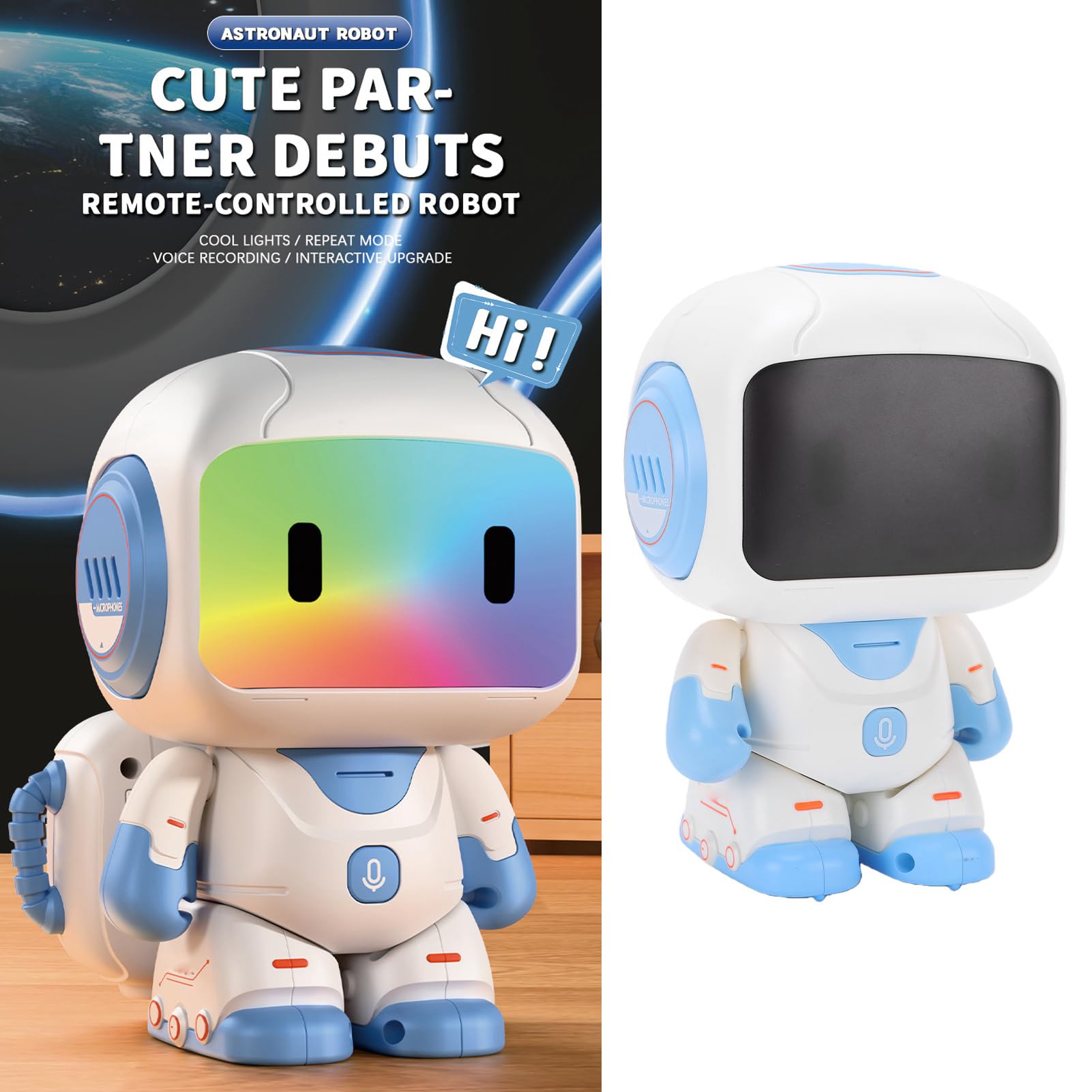 Asixxsix Robot Giocattolo per Bambini, Robot Intelligente Interattivo Programmabile con Ruote e Gambe Ambulanti, Intelligenti RC con Conversazione, Ballo