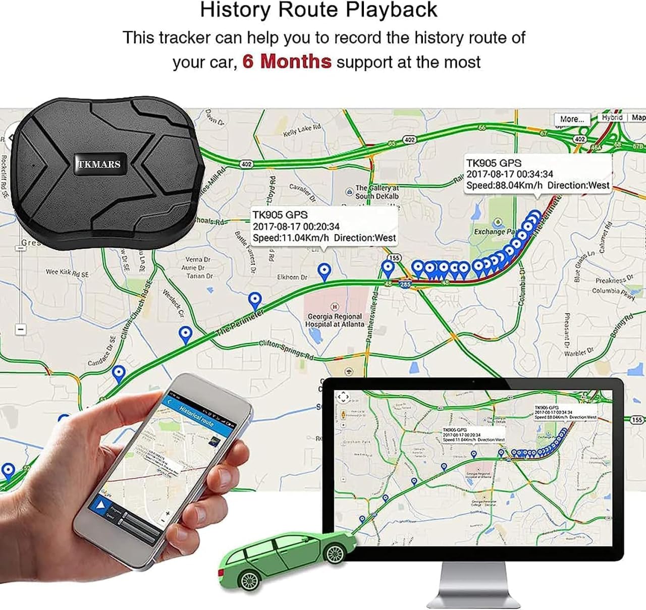 TKMARS GPS Tracker Ohne ABO Auto GPS Tracker mit Kostenloser App, Kein Abonnement Erforderlich, 90 Tage über Standby-Zeit, Starke Magnetische Wasserdicht. 5000mah