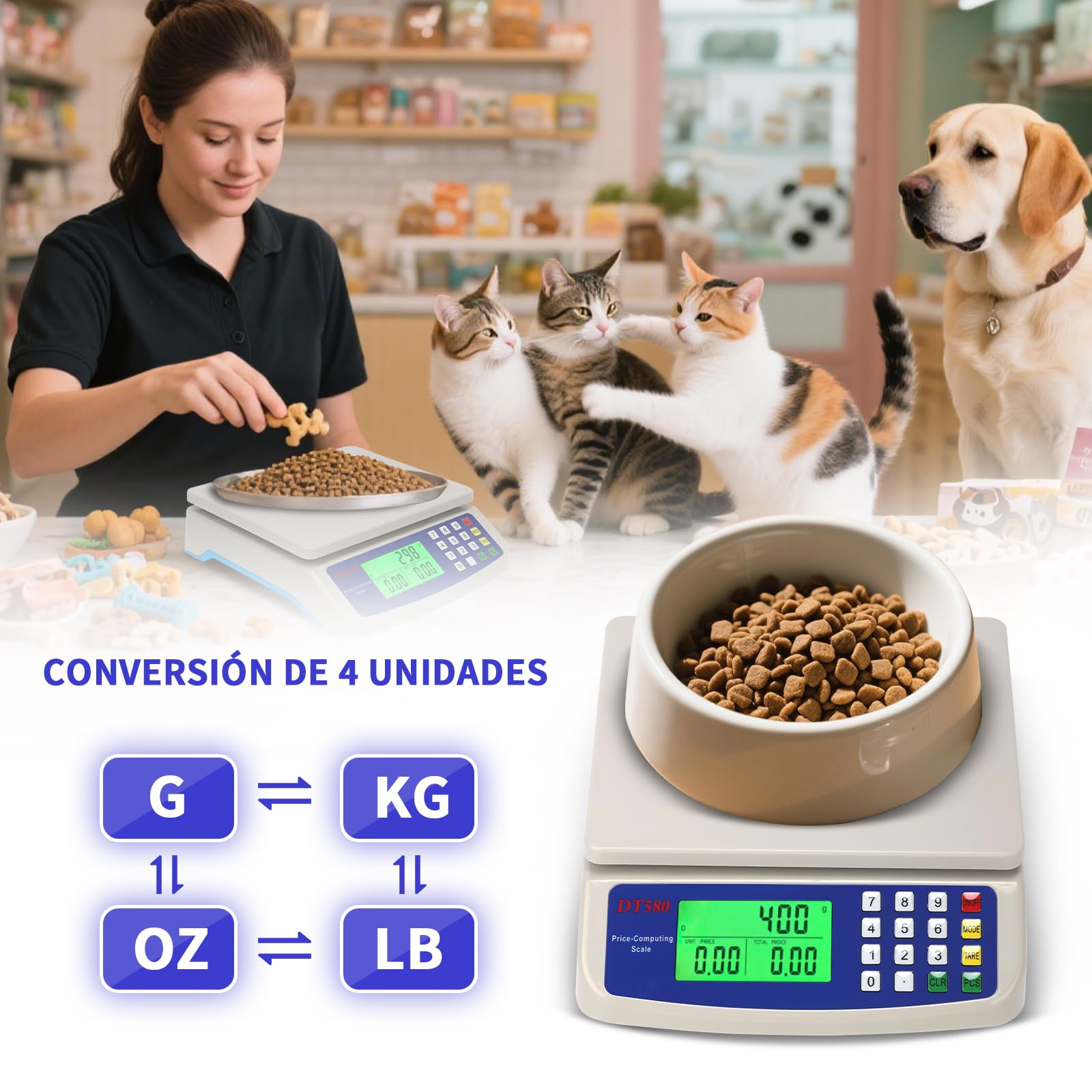 bascula cocina profesional, 25kg /1g bascula de cocina digital, con Pantalla LCD balanza de cocina con PCS Función y Tara peso electronico cocina 3 Unidades Para Alimentos Repostería Pesaje Bascula