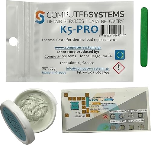 Pasta térmica viscosa K5 PRO para repuesto de almohadilla térmica de 0.71 oz (Apple iMac, Sony PS4 y PS3, Xbox, Acer Aspire etc.)
