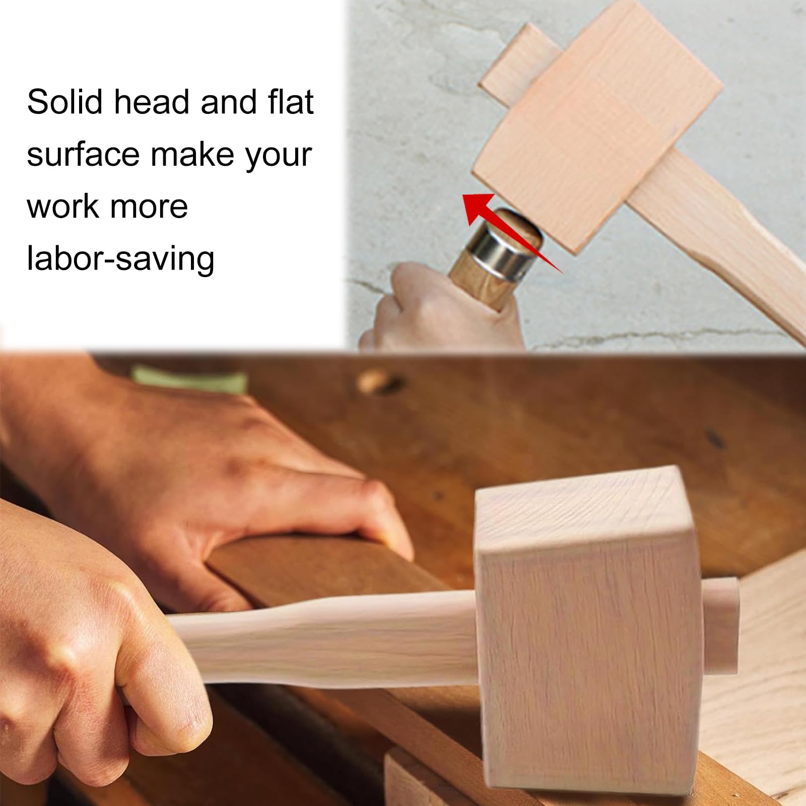 Martillo de Madera, Mazo de Madera, Herramienta de Carpintería, Martillo de Carpintería, Martillo de Mazo, para Carpintería, Aficionados Al Bricolaje, para Colocar y Ensamblar Muebles de Madera