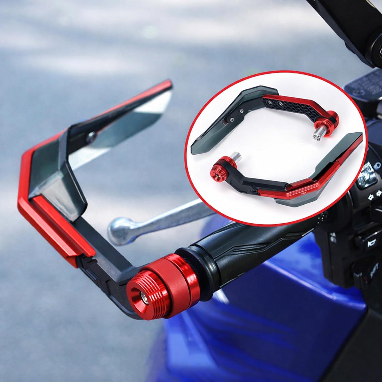 Motorcycle Handlebar Guard for Honda VFR 1200 2010-2020, Motorcycle Grip Handlebar Brake Clutch Lever Guard Protector, Handguards Protector Wind Deflectors,A Red