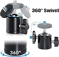 Vista 5 de EXMAX Mini cabeza esférica de aleación de aluminio de 360 grados giratoria Mini trípode con adaptador de tornillo de 3/8 a 1/4 pulgadas para cámara