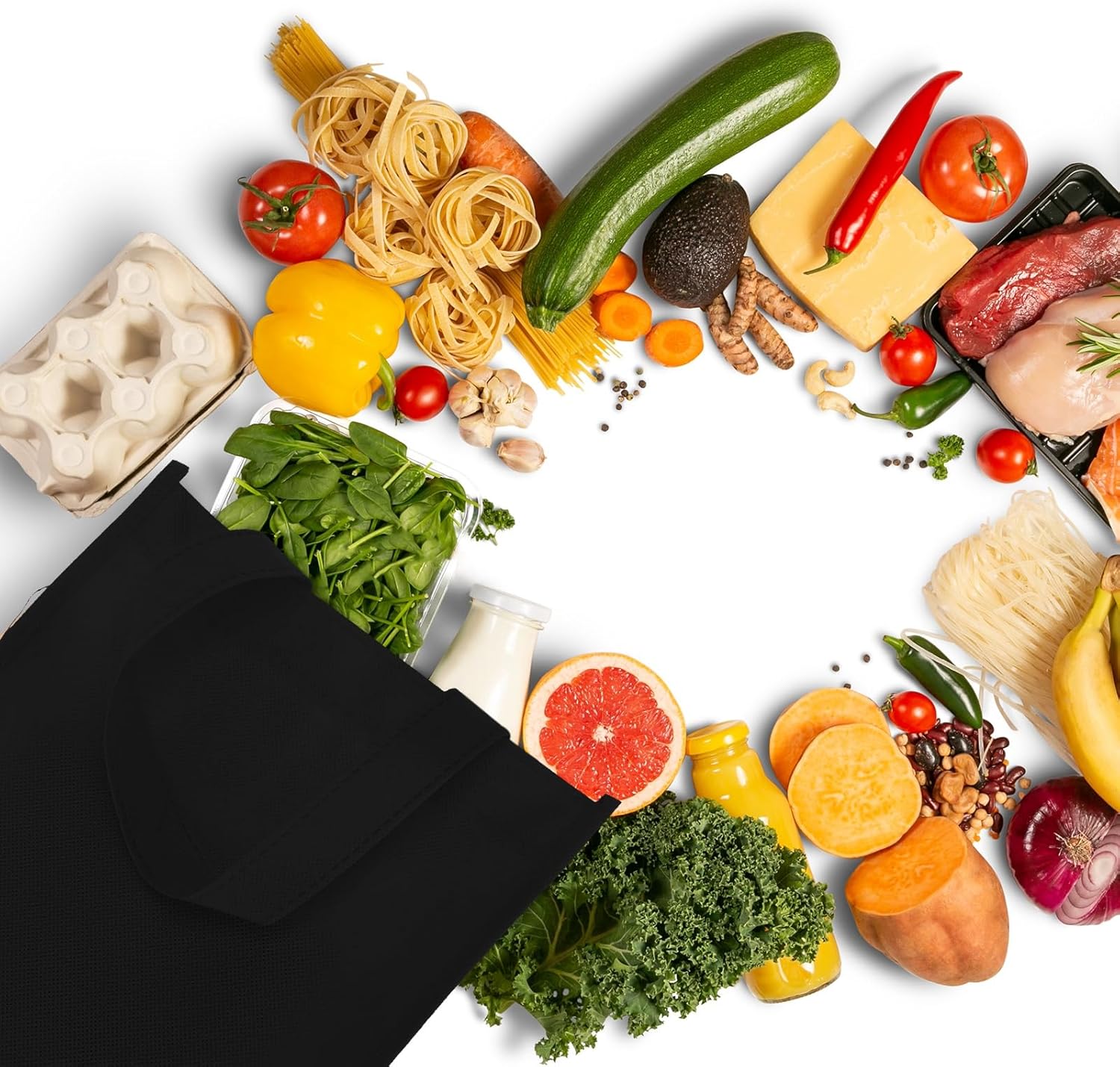 Boao 60 Pack Non Woven Tote Bags Bulk, Reusable Large Gift Bags with Handle, Foldable Grocery Tote for Party, 14 x 10 Inch