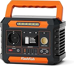 FlashFish P66 Tragbare Powerstation 230.88Wh,Solar Generator 300W(Spitzenleistung: 600W) mit 2 DC-Anschlüsse, 4 USB-Anschlüsse, LED-Lichter, Notstromaggregat Akku für Camping, Unterwegs,Stromausfälle