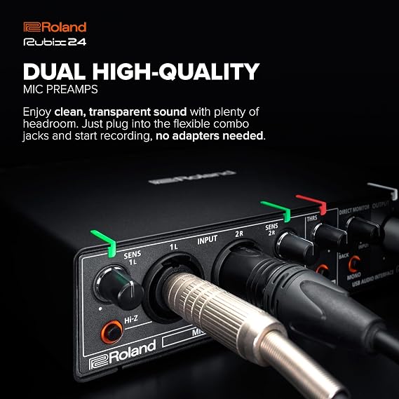 Roland Rubix24 2-In/4-Out USB Audio Interface | High-Resolution Audio | Record with Mics, Guitars, Keys & More | Compact & Durable Build | Compatible with Mac, PC & iPad | Expanded I/O Features