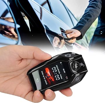 Car Remote Control Key, Universal TK800 + LCD Smart Key Remote Keyless Entry for All Start Stop Engine Button (Black)