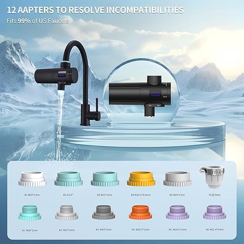 Miniatura 7 de HOMELODY Filtro de agua 3.0 para grifo de fregadero, pantalla LED mejorada de 3000-4000L, filtro de agua del grifo que reduce el plomo, cloro,