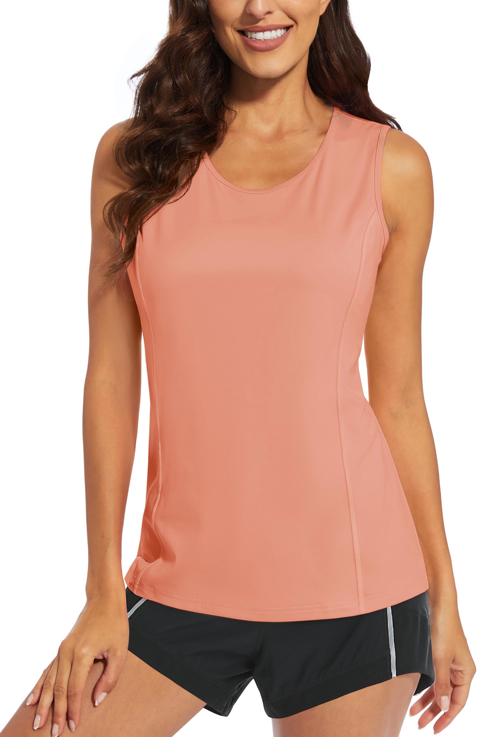 MAGCOMSEN Women's Sleeveless Workout Shirts UPF 80+ Dry Fit Running Wicking Tank Tops Athletic Gym Summer