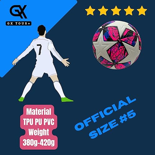 Miniatura 6 de Balón de fútbol Tamaño 4. Balón de fútbol de campeones de fútbol GX. Material duradero de PU de grado profesional.