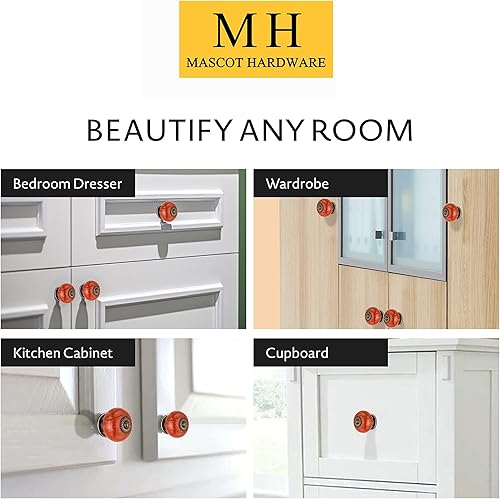 Miniatura 5 de Mascot Hardware Paquete de 10 pomos de cerámica envejecidos de 1-47 pulgadas, pomos redondos de cerámica rojos, pomos de cajón para gabinete de