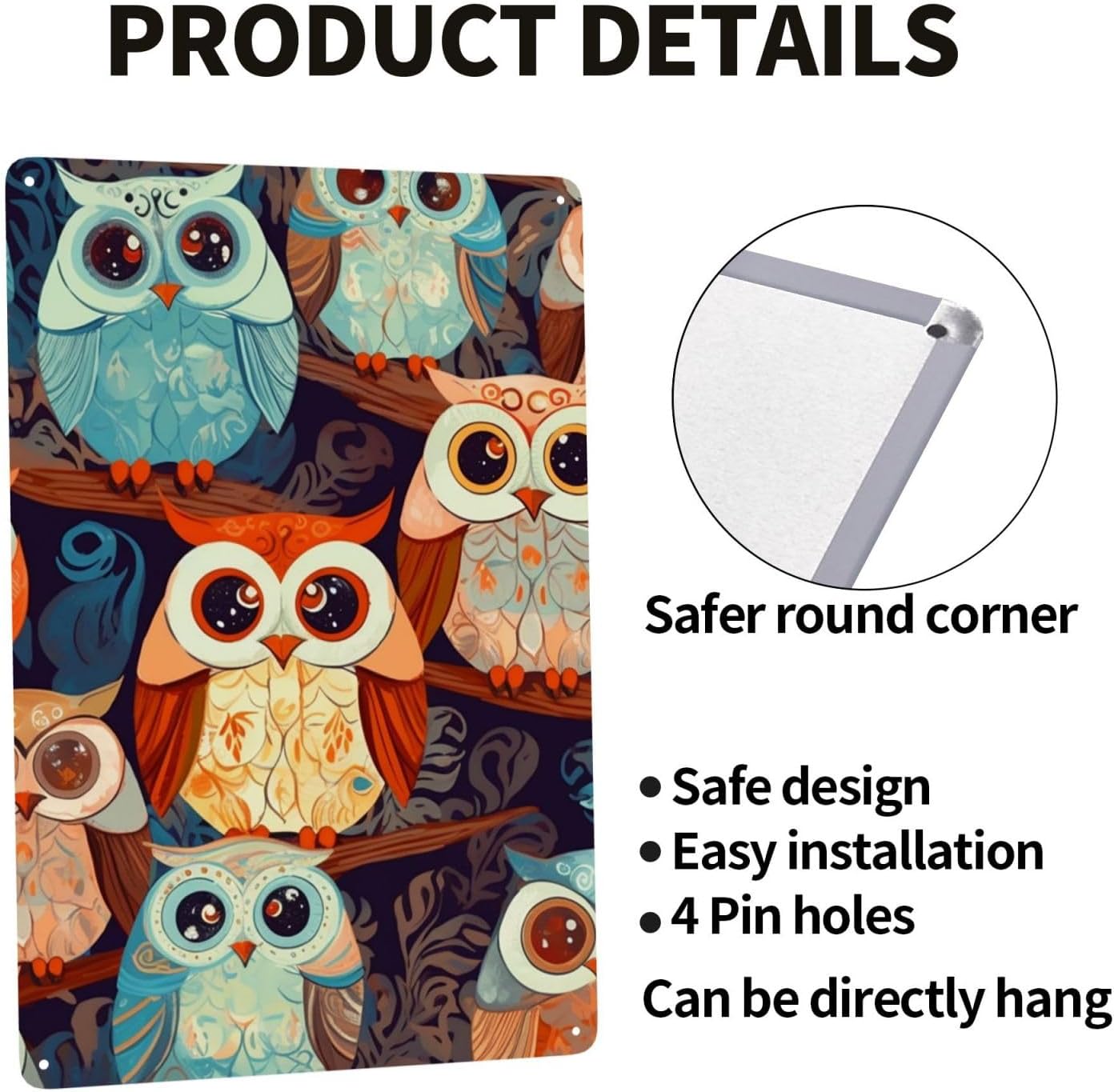 Vintage Metal Tin Sign 8x12 Inch, Retro Aluminum Wall Art Decor for Home Bar Pub Cafe, Anime Owl Metal Sign Funny Wall Hanging Plaque, Rustic Aluminum Poster Gift image 4