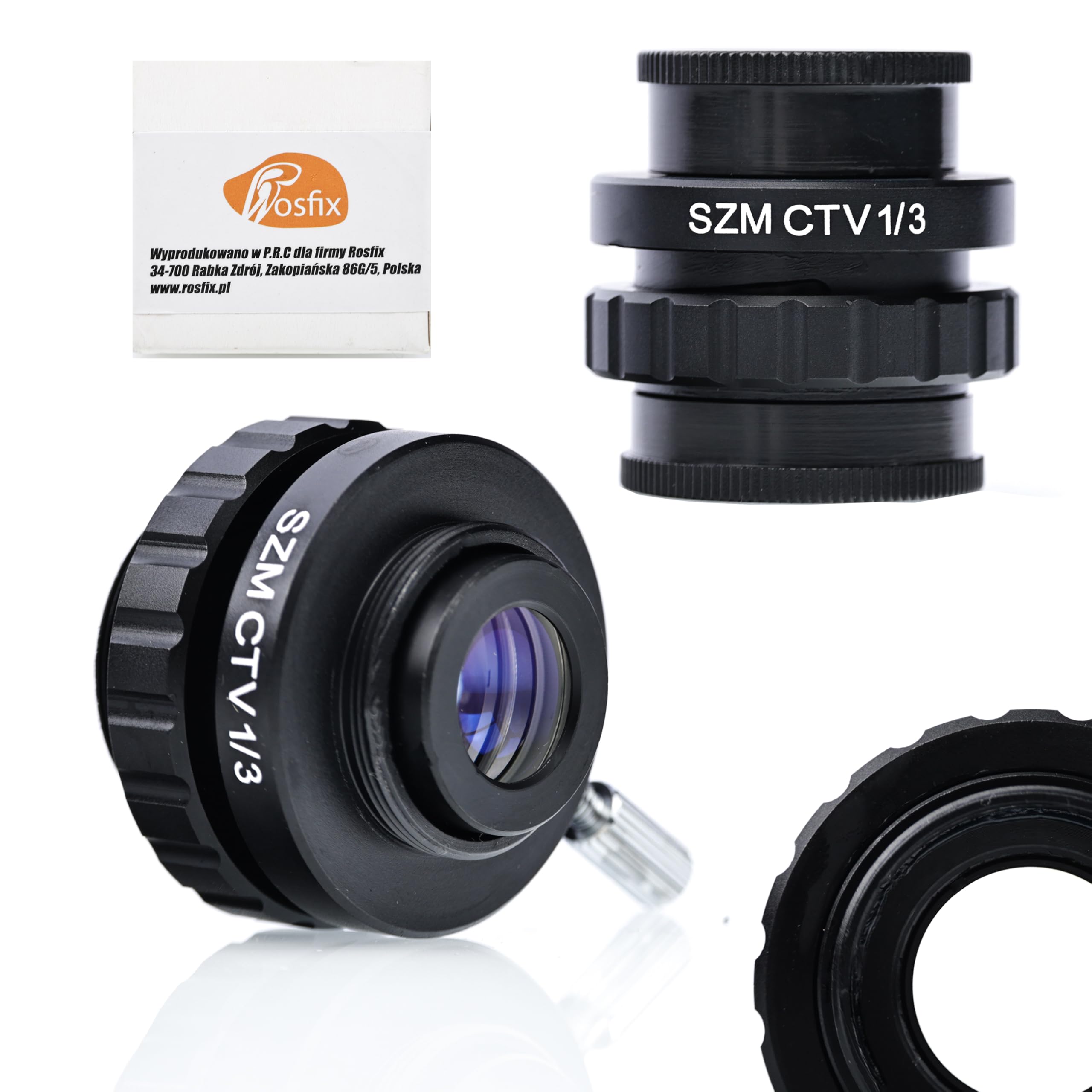 Rosfix Adattatore 1/3CTV per Microscopio Trinoculare – Obiettivo 0,3x, Montaggio 27,7mm/25mm C-Mount | Visione Ampia e Nitida | Accessorio per Microscopio Stereoscopico