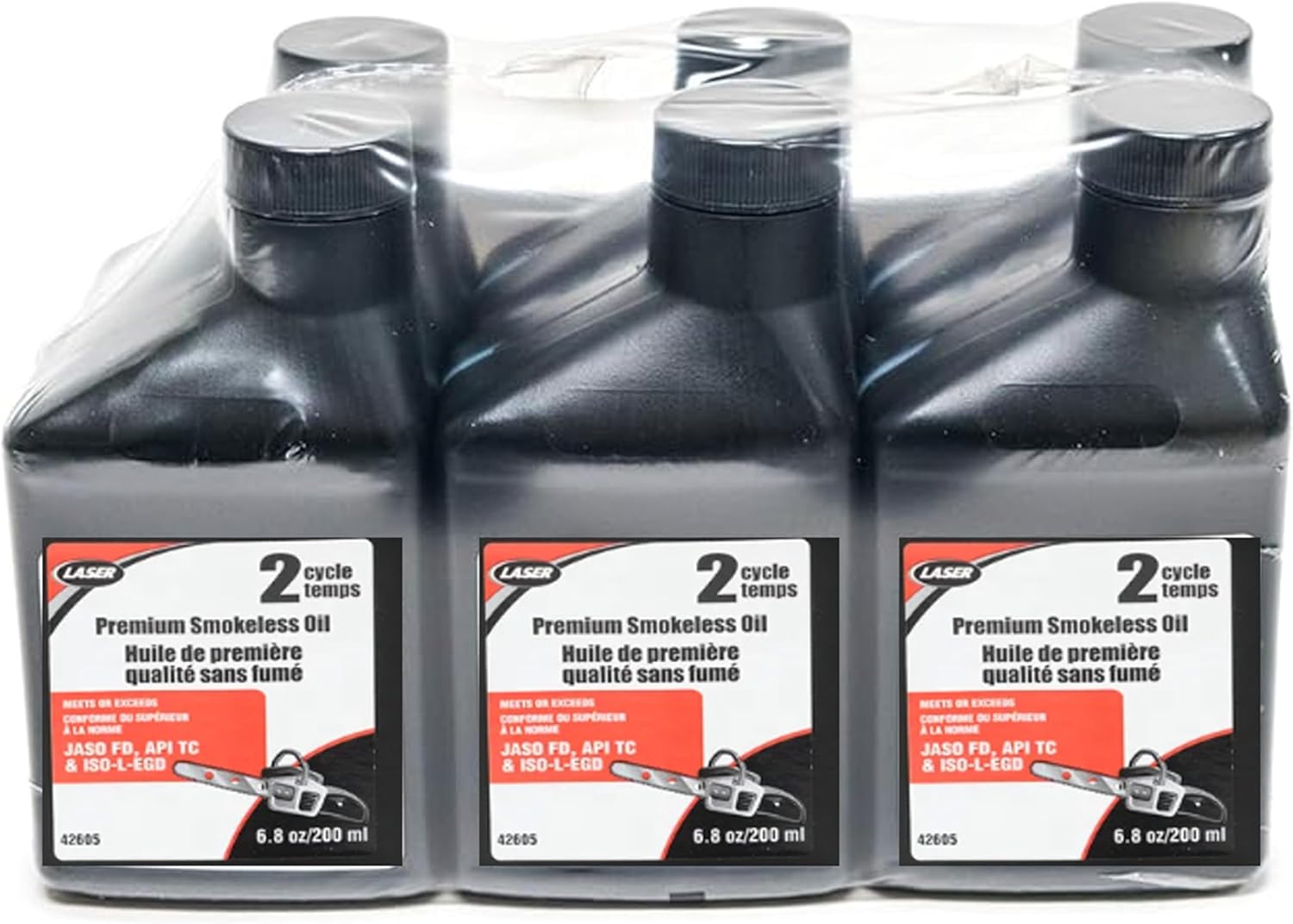 Case of 48 Bottles Laser Semi-synthetic with fuel stabilizer 2 Cycle Oil 3.4 Oz 50:1 Mix 1 Gallon