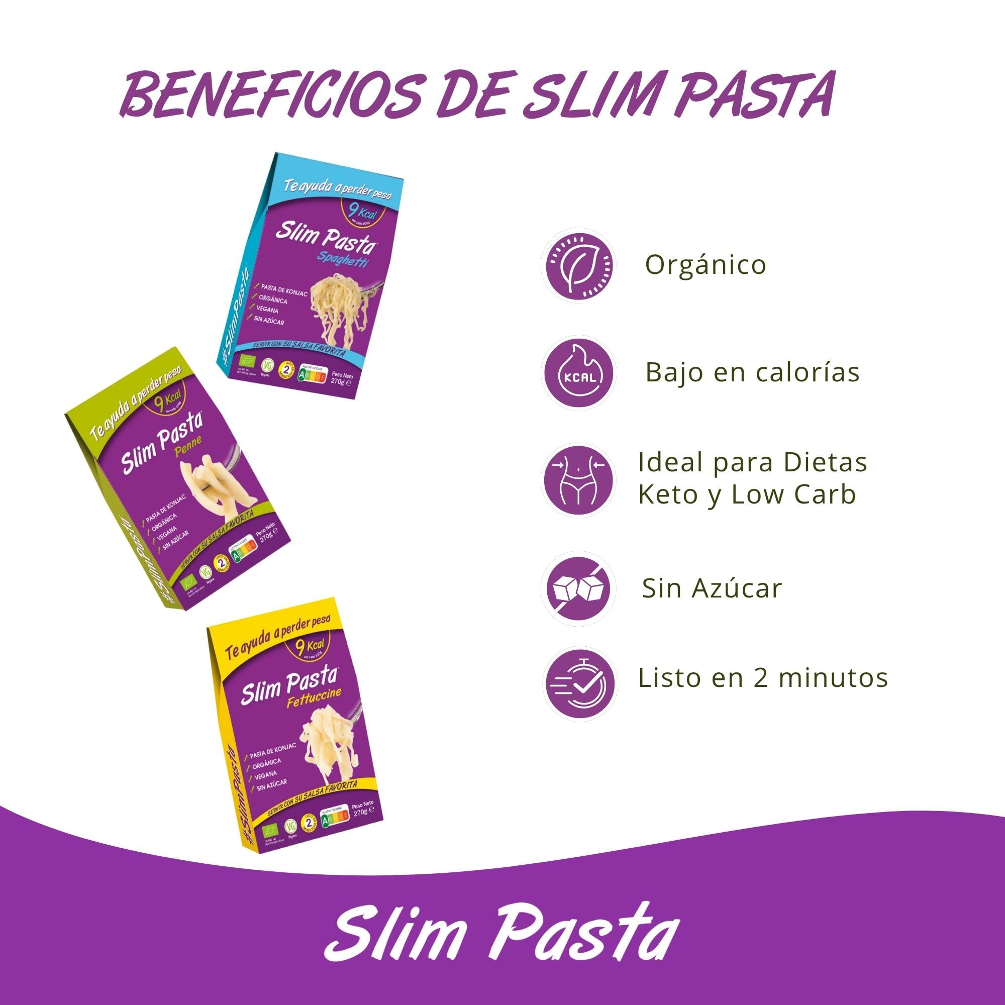Slim Pasta Pack Italia Pasta Konjac 6 Unidades 270 g Sin Calorías Keto Low Carb Vegano