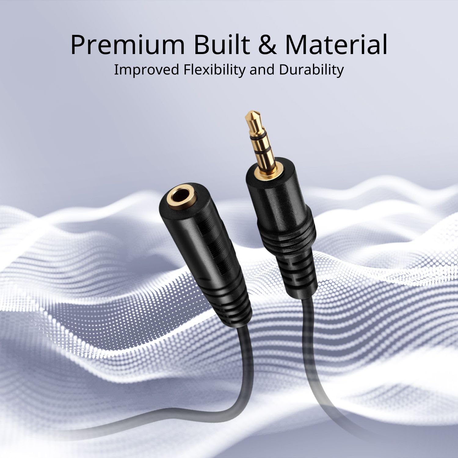 TNP AUX Headphone 3.5mm Extension Cable (3 Feet) - Male to Female Extender Audio Auxiliary Jack Adapter Wire Cord Plug Connector for iPhone iPod iPad, Smartphone Tablet, Home Car Speaker System