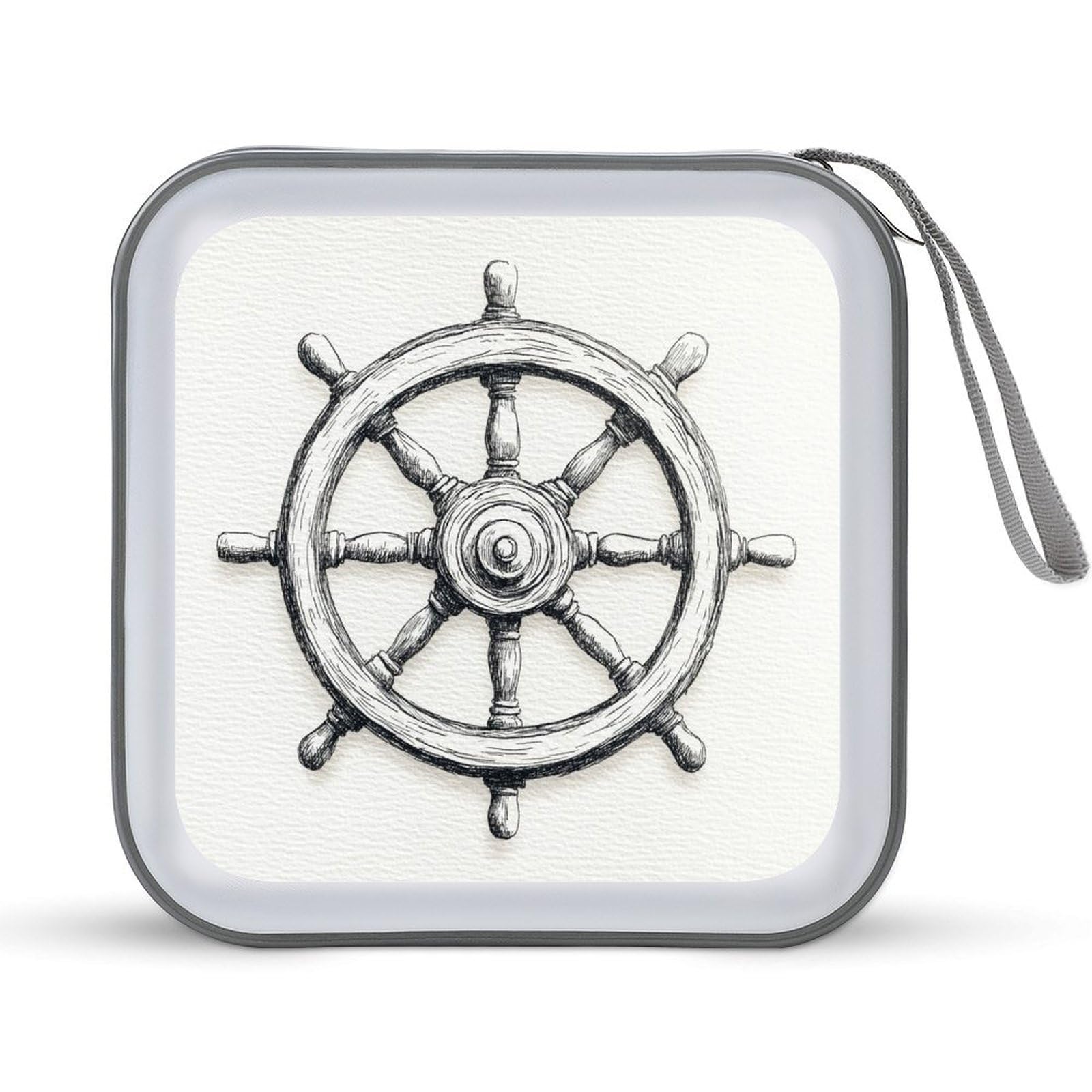 Old Wooden Ship's Wheel CD Case DVD Storage Case Portable