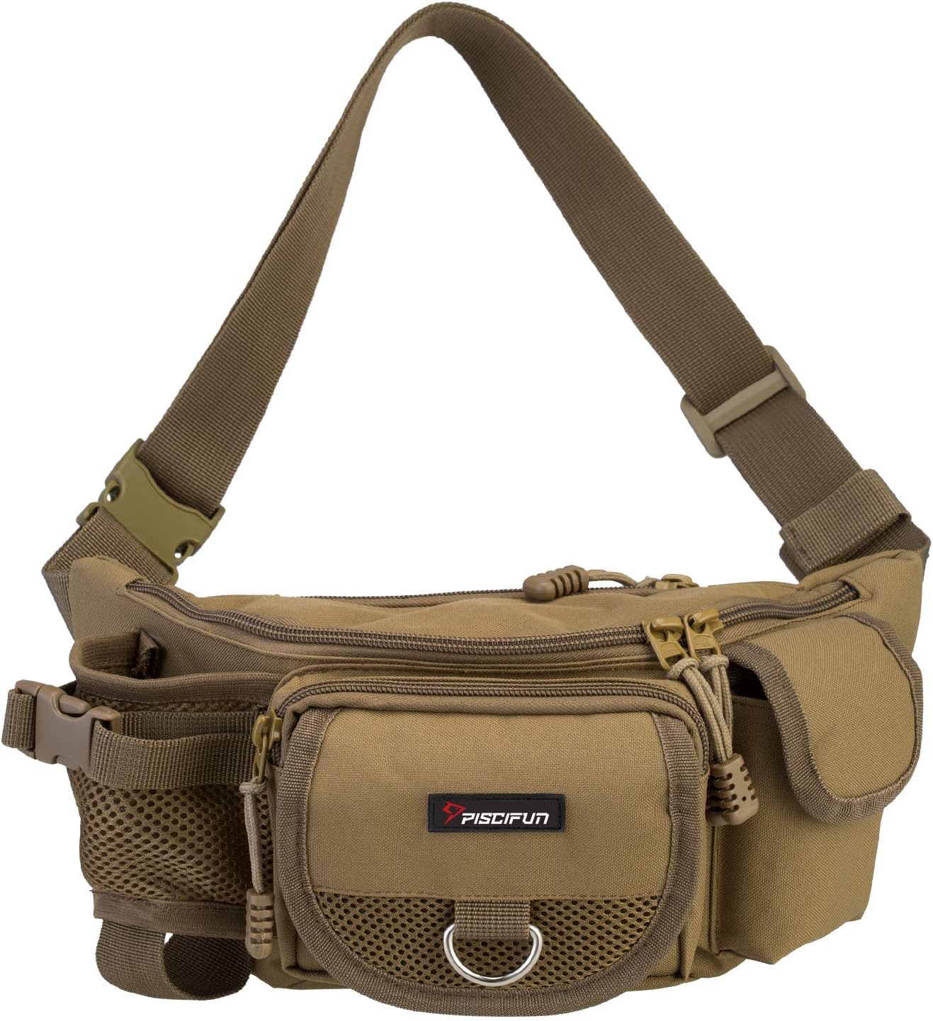 Piscifun Fishing Bag Portable Outdoor Fishing Tackle Bags Multiple Waist Bag Multi Functional Fanny Pack Khaki : Sports & Outdoors