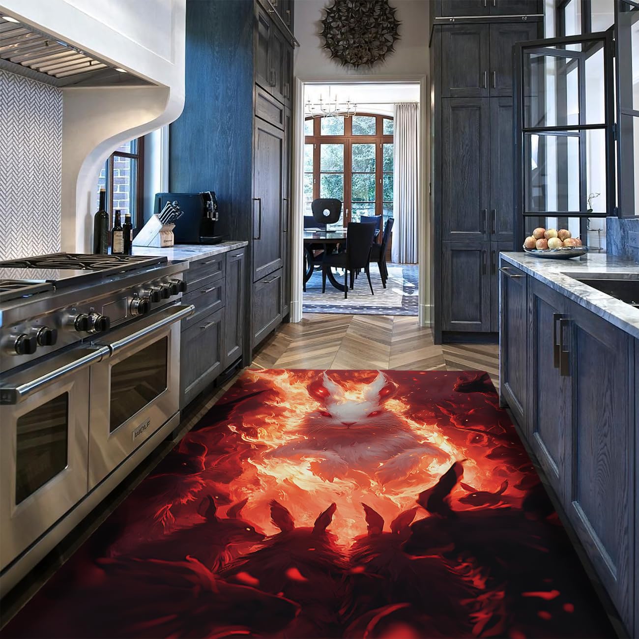 Tapis lapin géant éthéré pour salon dark art et ambiance apocalyptique 80 x 120 cm