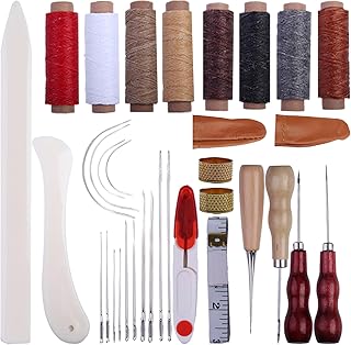 Book Binding Kit,Bookbinding Kits for Beginners Starter Tools Set,Book Making Kit Bookbinding Supplies 34 PCS,Hand Bookbinding Tools with Bone Folder Creaser, Awl,Wax Thread, Sewing Supplies Kit