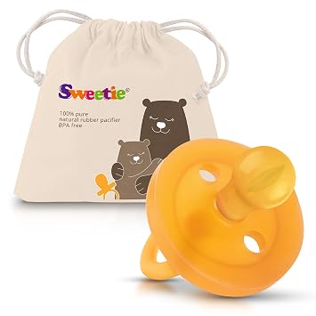 SWEETIE Rubber Pacifier Natural Rubber Pacifier Rounded 1 Count Original Natural Rubber Pacifier 6-12 Month/Medium