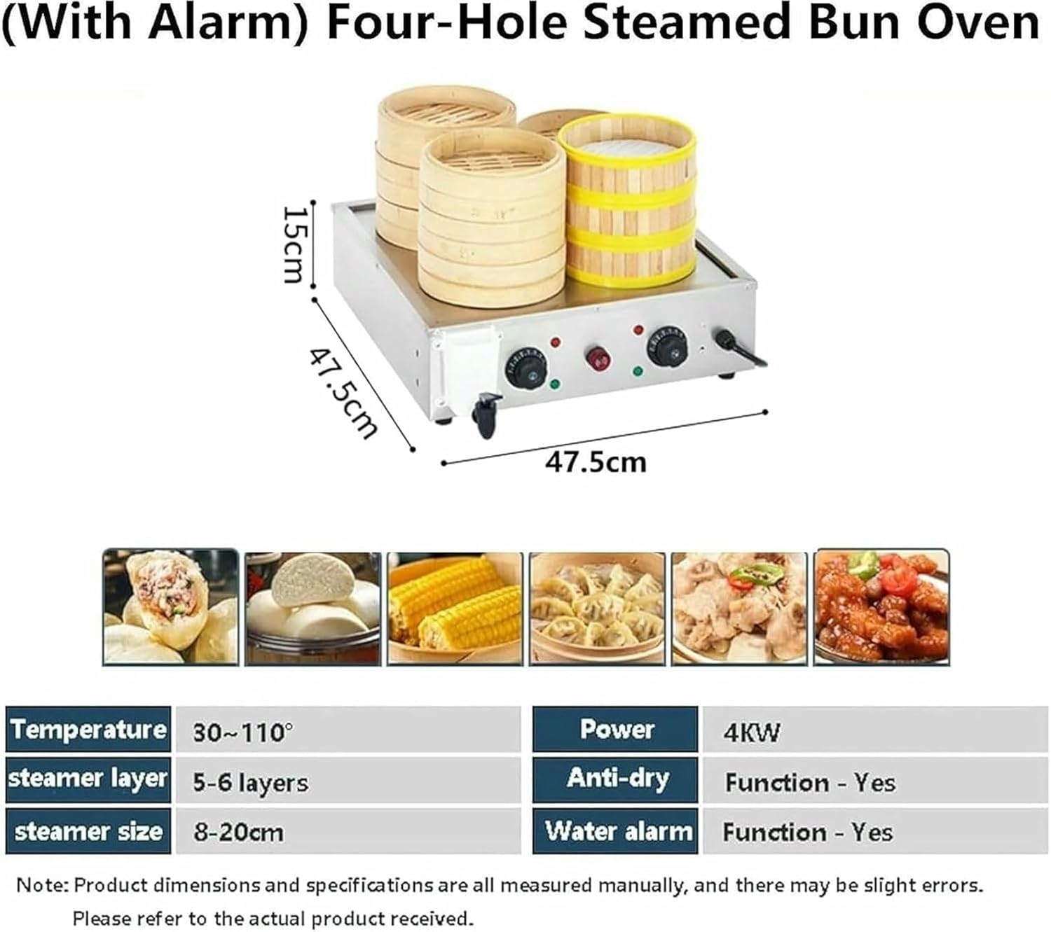 Stainless Steel, Electric Machine for Steam Buns, Commercial Bread Heater for Home, Store, Buffet and Restaurant.