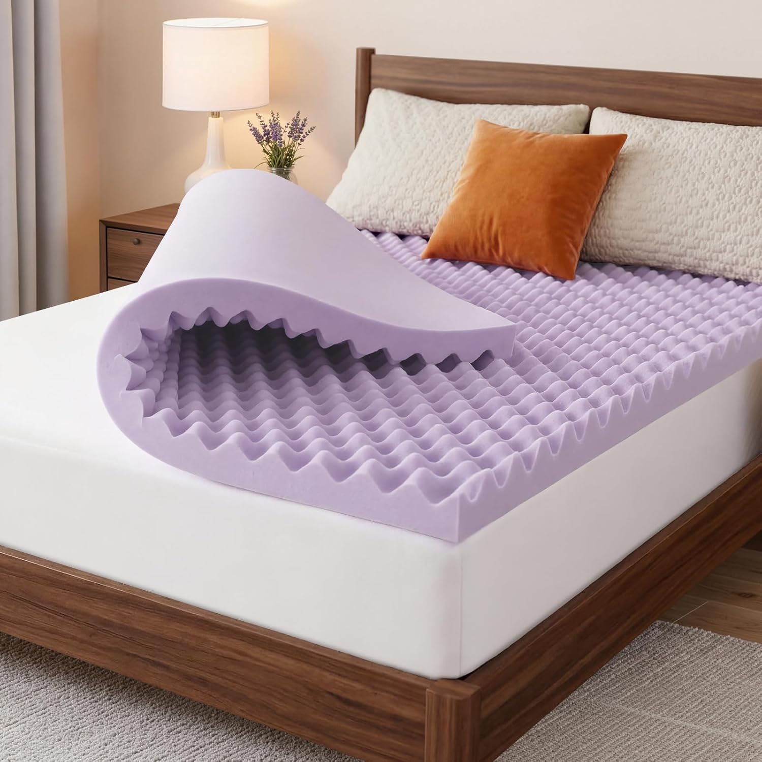 3 Inch Egg Crate Mattress Topper Twin XL, Gel Infused Memory Foam Mattress Topper for Pressure Relief, Breathable Mattress Pad Bed Topper in a Box, CertiPUR-US Certified, Purple, 38"×80"
