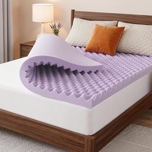 3 Inch Egg Crate Mattress Topper Twin XL, Gel Infused Memory Foam Mattress Topper for Pressure Relief, Breathable Mattress Pad Bed Topper in a Box, CertiPUR-US Certified, Purple, 38"×80"