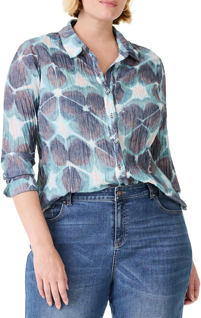 NIC+ZOE Women's Ethereal Seas Crinkle Shirt