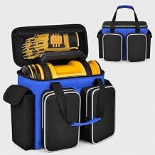 Carrying Bag for 20V MAX Tire Inflator DCC020IB, Air Compressor Storage with Four Pockets for Charging Kit, Spotted Reflective Stripes for Easily Found and Thickened BottomBag Only Blue