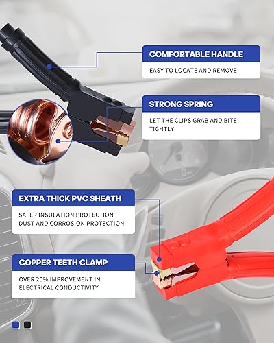 Miniatura 3 de Kit de cables de puente con protector inteligente para automóvil, calibre 6, cable de refuerzo de 16 pies para coche, SUV y camiones batería con