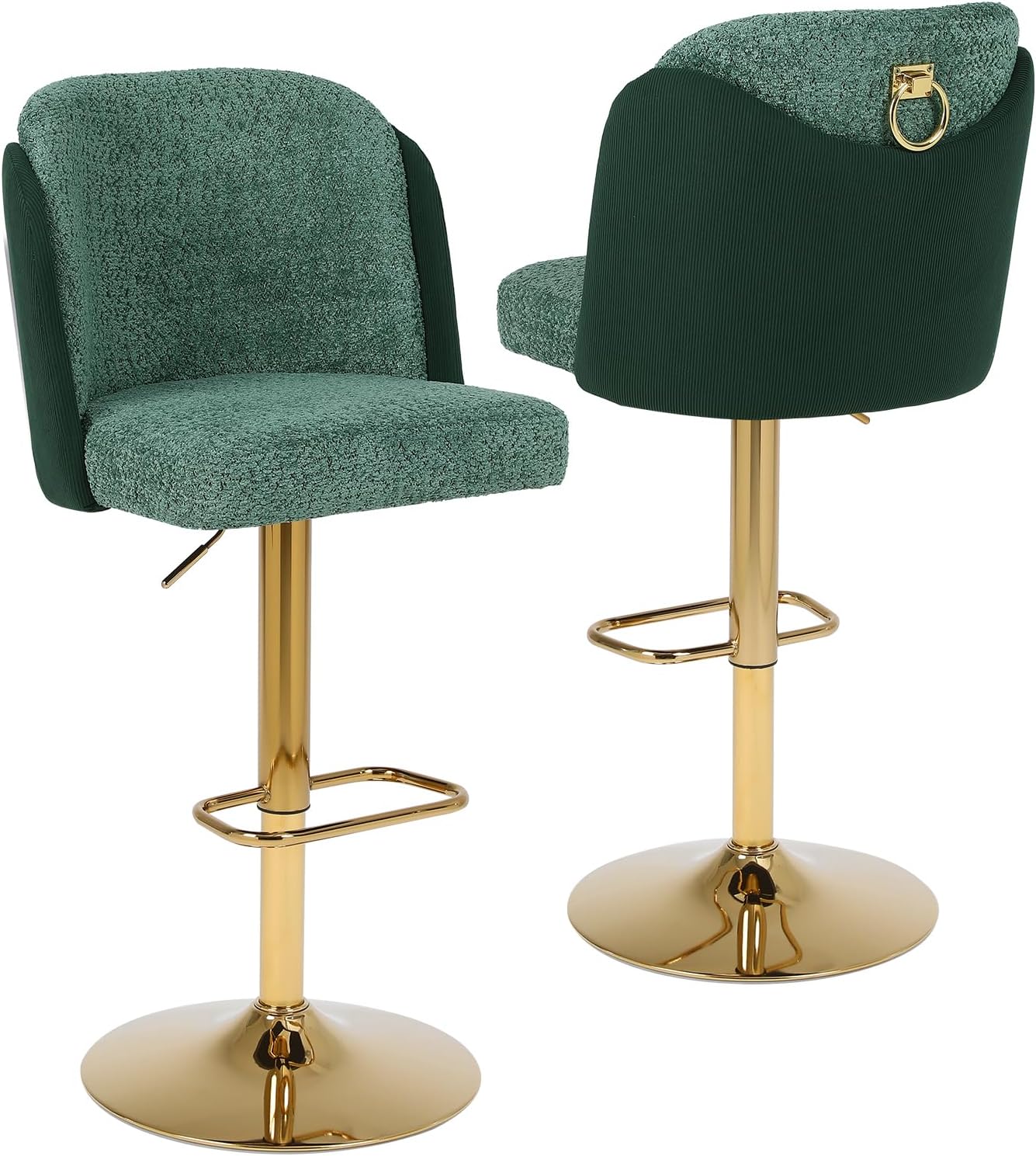 Chummaven Modern Bar Stools Set of 2, Padded Height Adjustable Bar