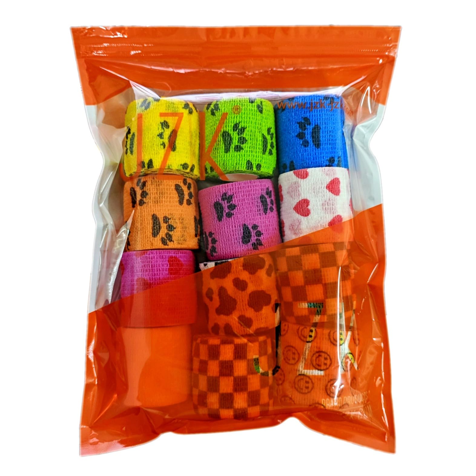 JZK 12 Rollos vendaje cohesivo 5 cm x 4,5 m, venda elástico autoadhesivo para mascotas y humanos, cinta banda elástica adhesiva para vendaje patas, pies y patas de perros y gatos, multicolor