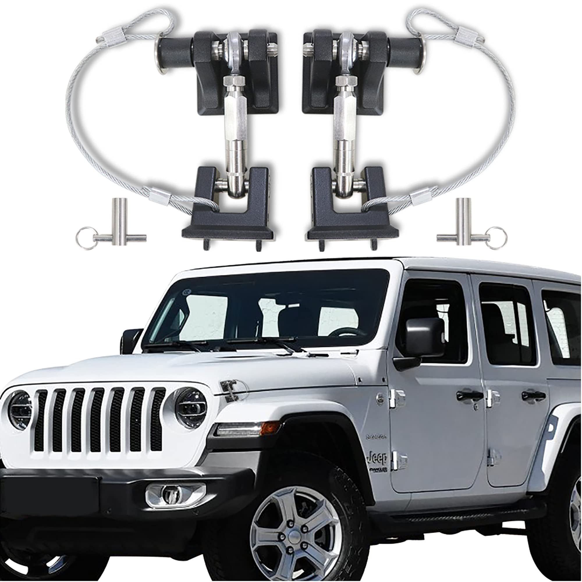 Sukemichi JL Hood Latches for Jeep Wrangler, Locking Hood Latch Kit for