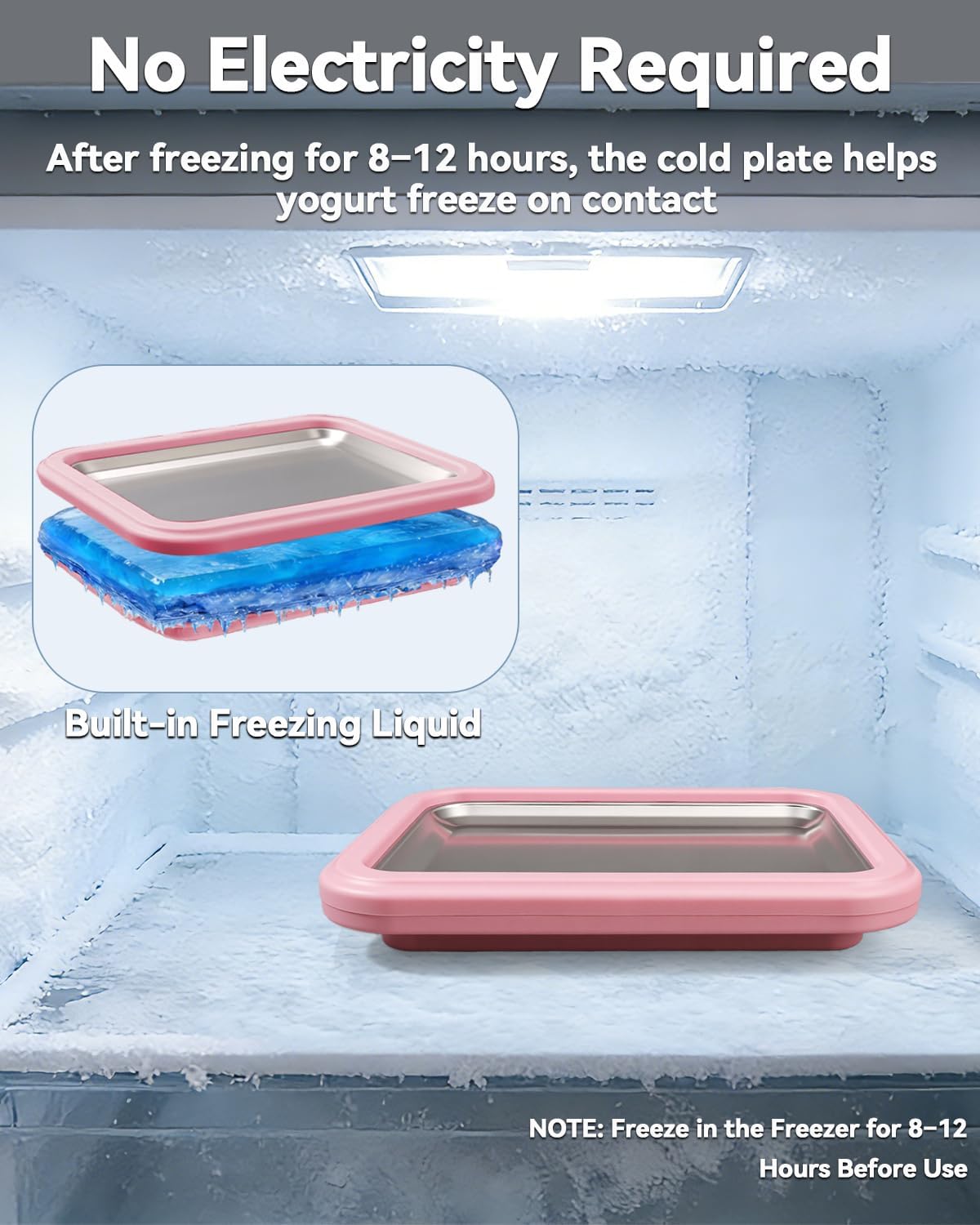 Rolled Ice Cream Maker, Stainless Steel Manual Ice Cream Roll Maker Plate with 2 Scrapers, DIY Homemade Frozen Dessert Tray, No Electricity Required, for Home Use (Pink, Small)