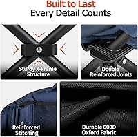 Vista 7 de Overmont Oversized XL Camping Chair for Adults - 400lbs Support Heavy-Duty Padded Folding Chair with Side Pocket Cup Holder Cooling Bag for Outdoor