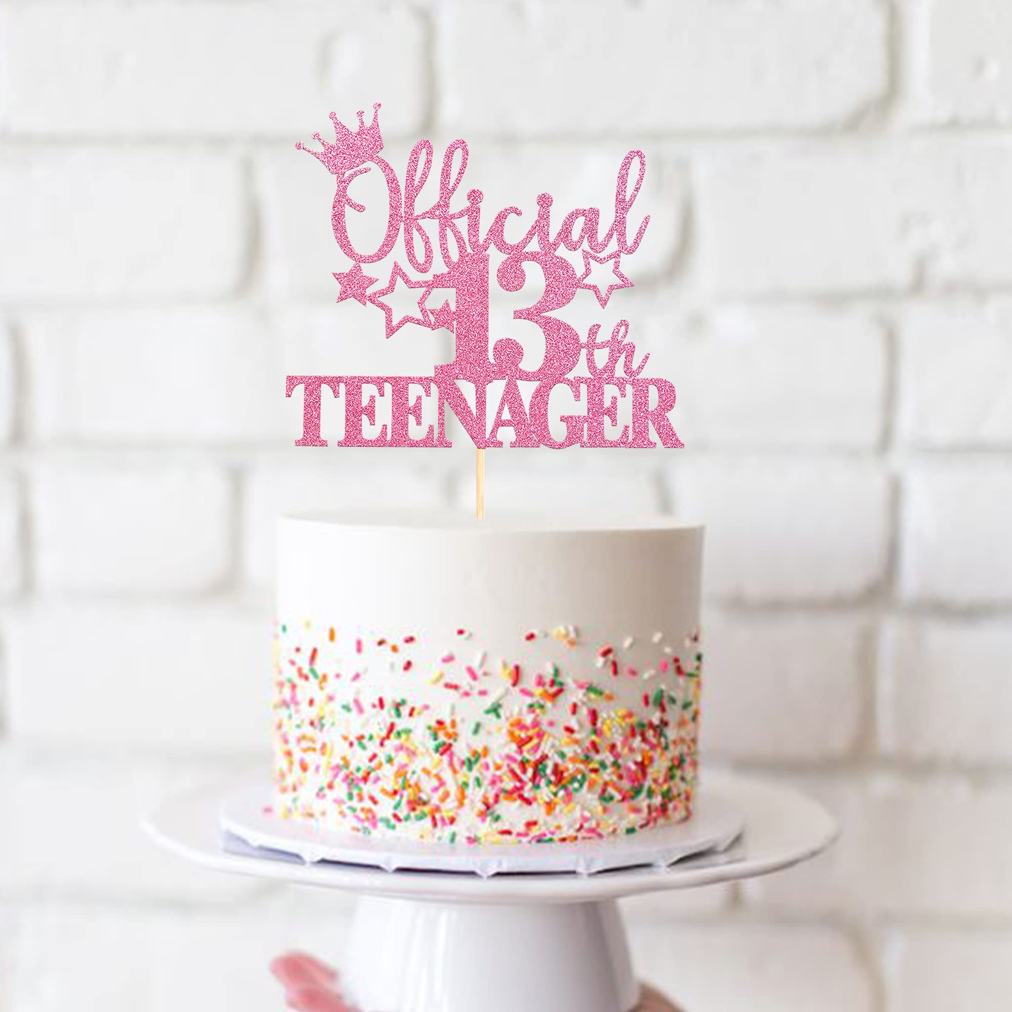 Topper Torta 13 Anni 'Official Teenager' In Carta Glitter Oro E Nero - Decorazione Festeggiamento - Foto 7