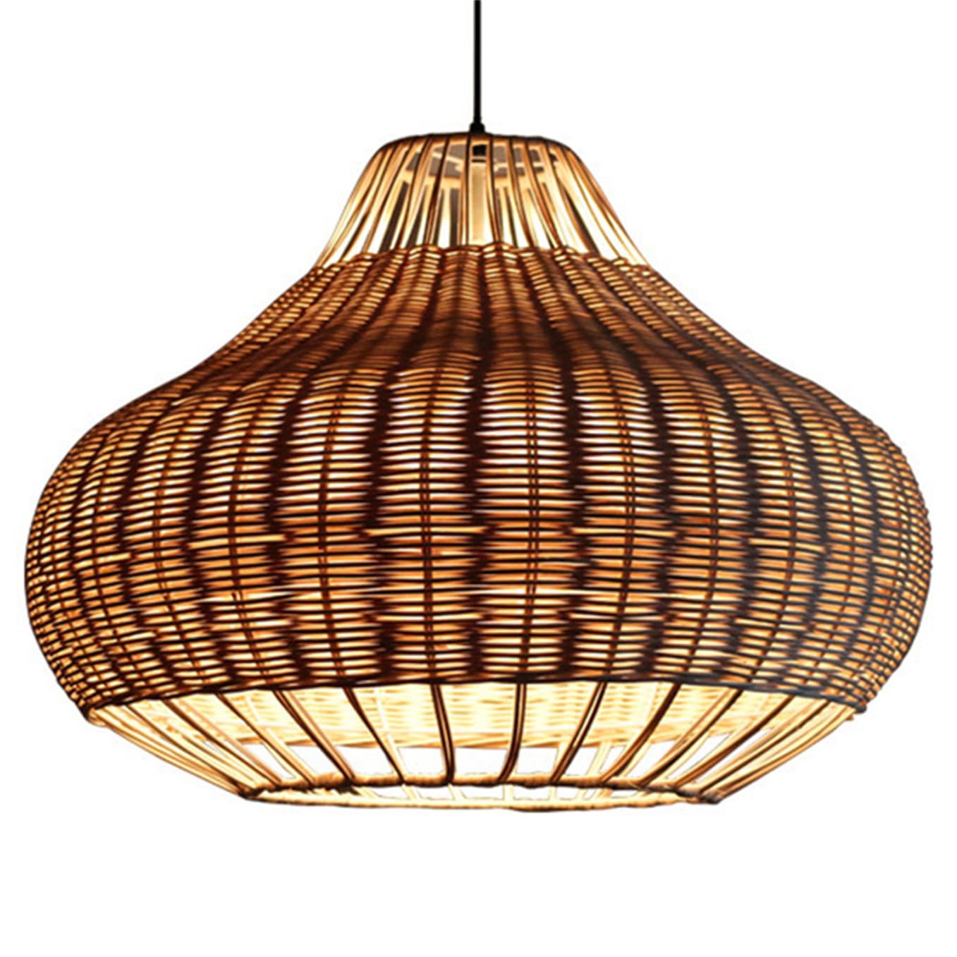 LQZCXMF Farmhouse Rattan Cage Pendant Light Vintage Light Fixtures with Metal Frame Wabi-sabi Art Wicker Lantern Handmade Illumination for Dining Room, Bedroom, Farmhouse Bar, Foyer Hallway