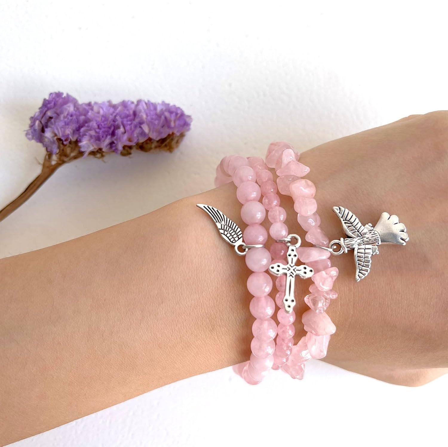 Amazonite Bracelets for Women 3Pcs Amazonite Bracelet Natural Stone Beaded Bracelets Handmade Stretch Gemstone Bracelet Healing Crystal Bracelet Healing Jewelry Gifts for Women Girls - Image 2