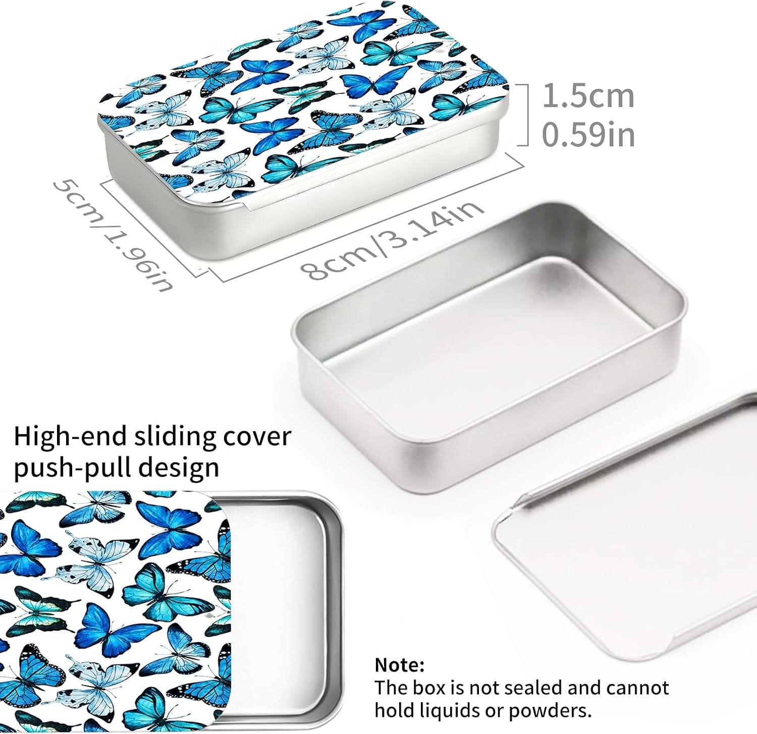 Portable Dental Floss Case, Refillable Cute Travel Floss Dispenser for Men & Women, Pocket Travel Floss Picks Case for Purse, Backpack, Bag Blue Butterflies image 4