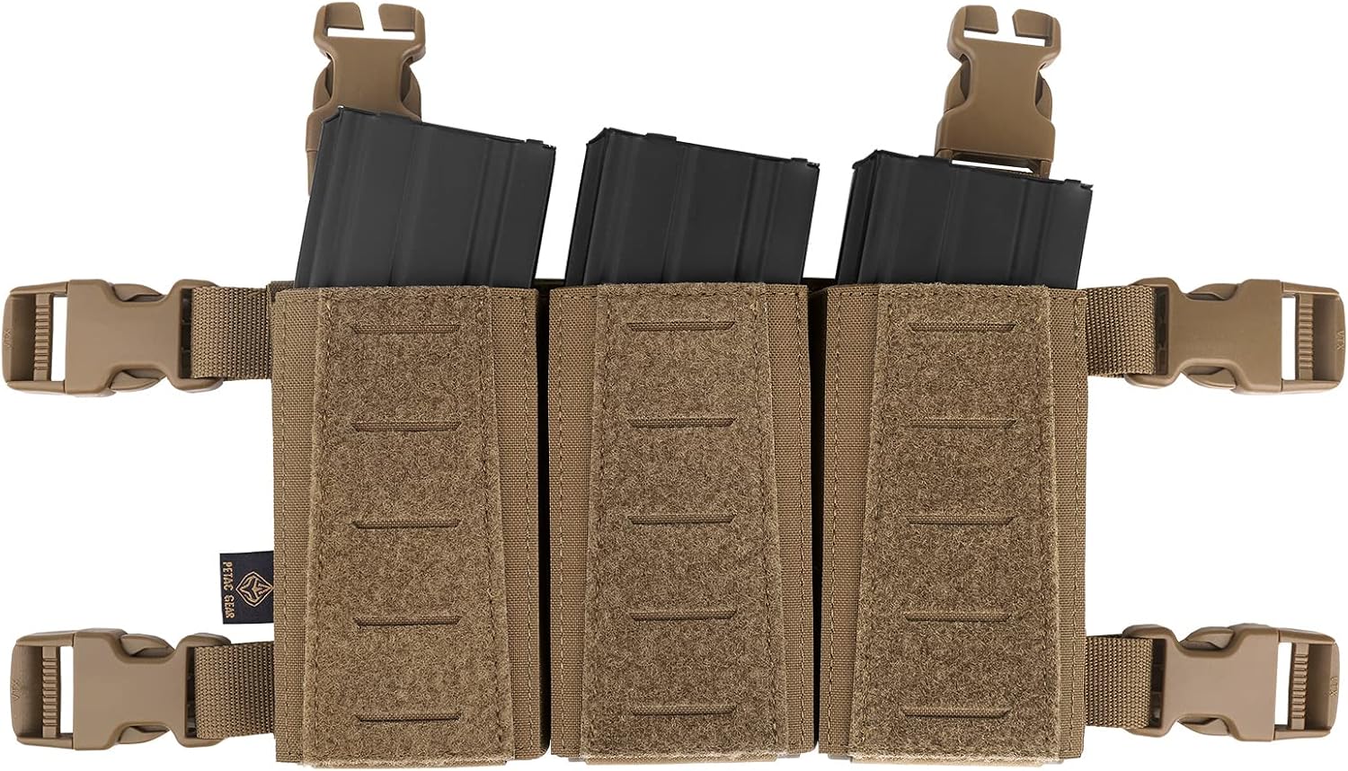 Tactical Triple Mag Pouch,Placard Magazine Panel with Insert Set Clip Holder with Hook Backing and Female QASM Buckles.
